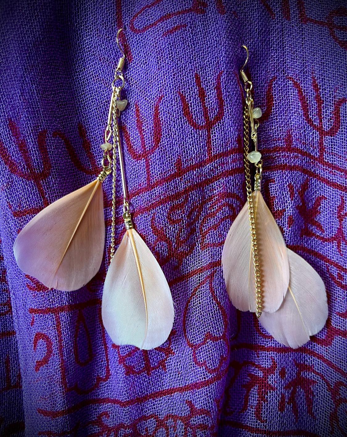 Double Feather Chain Earings