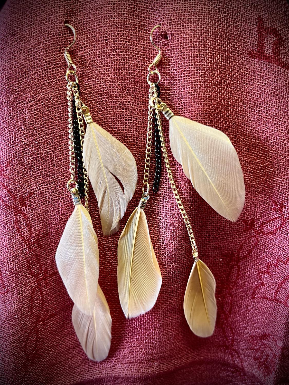 Triple Feather Drop Earings