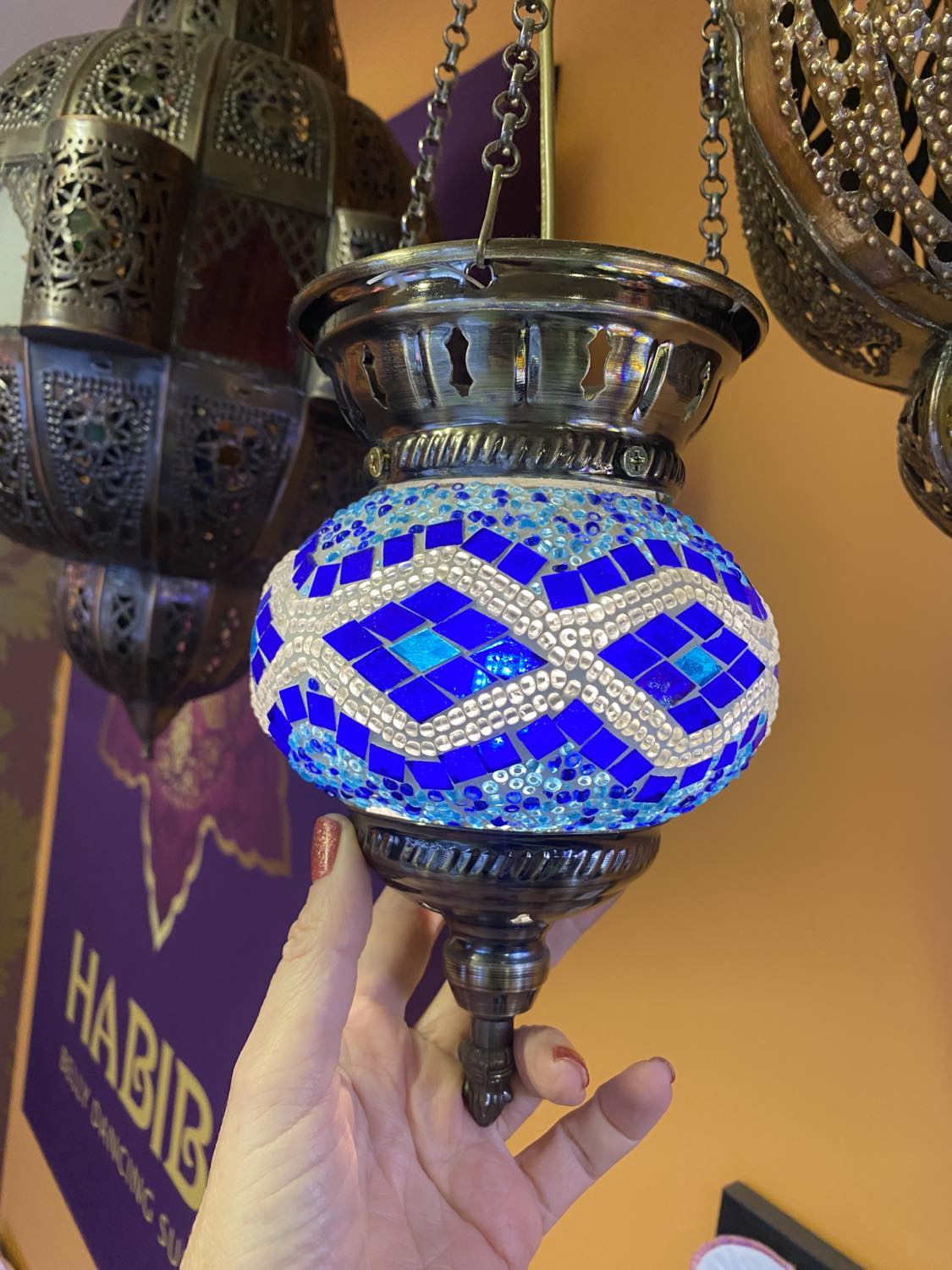 Turkish Mosaic Hanging Lantern Small