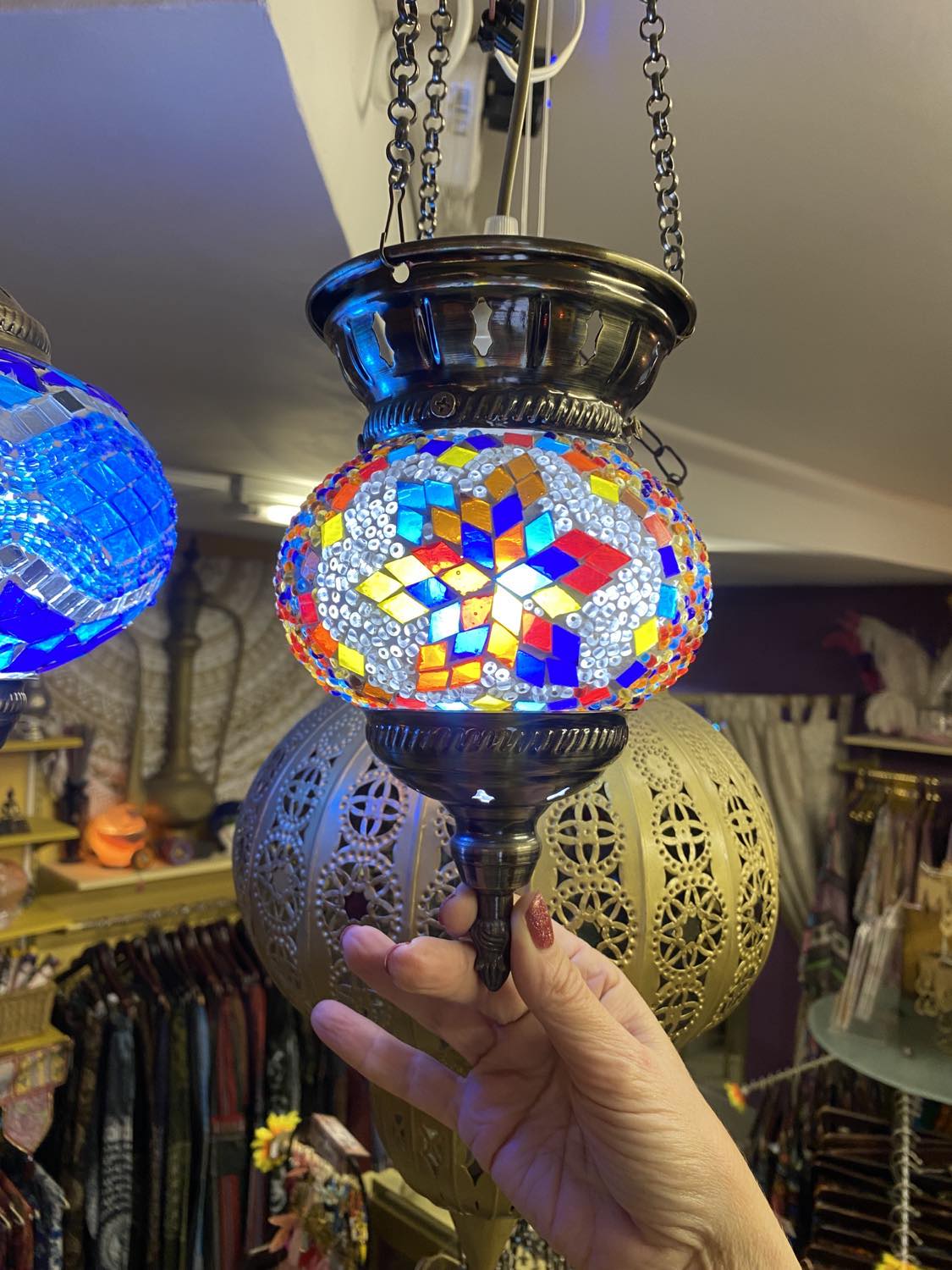 Turkish Mosaic Hanging Lantern Small