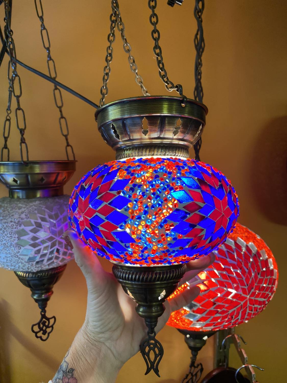 Turkish Mosaic Hanging Lantern Medium