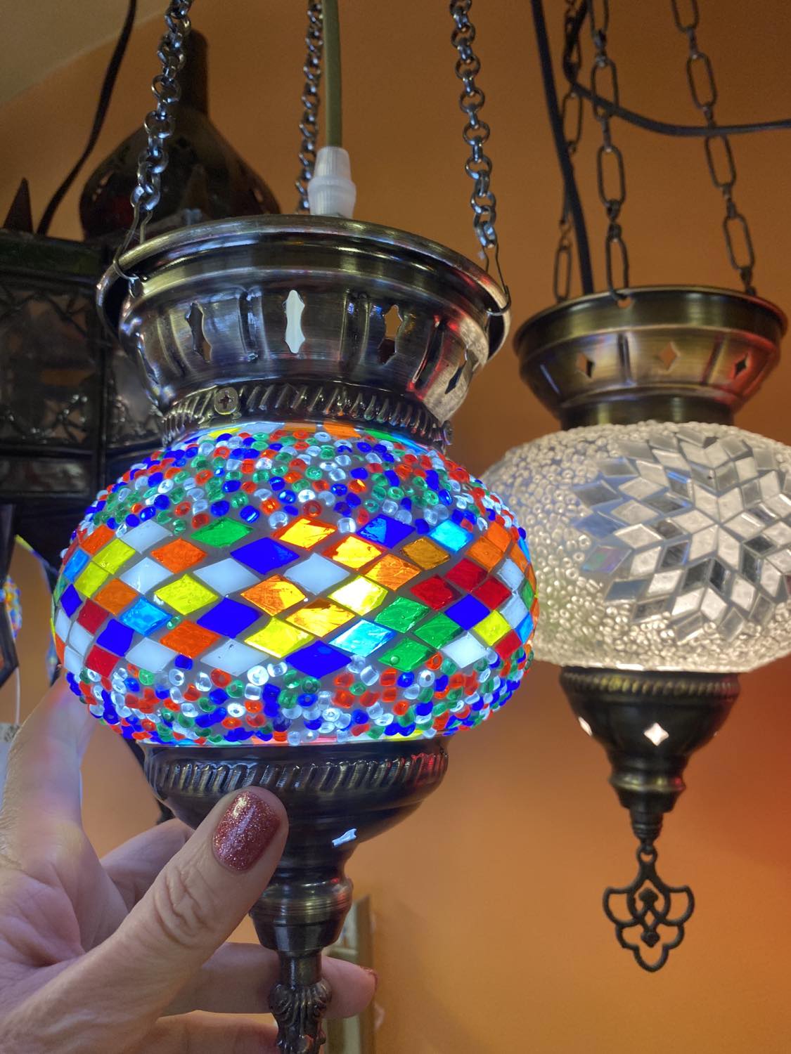 Turkish Mosaic Hanging Lantern Small