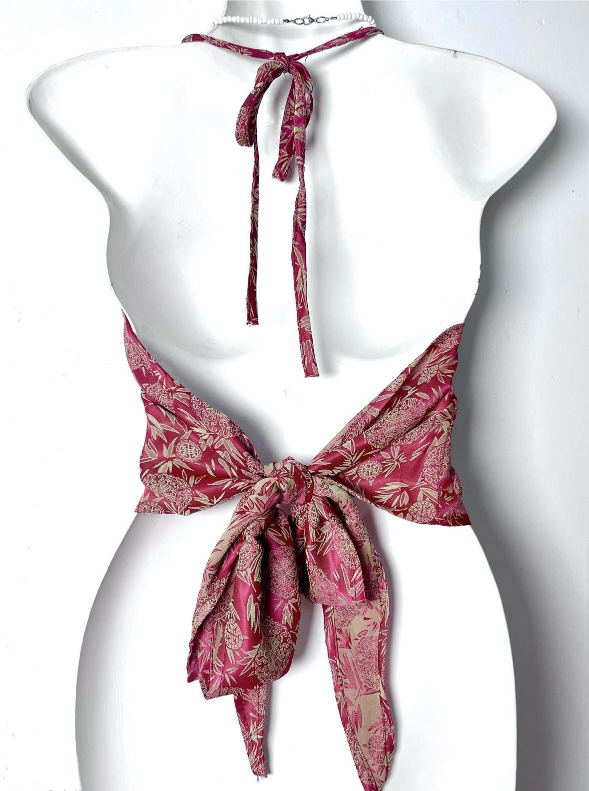 Vietnamese Silk Halter Crop Top