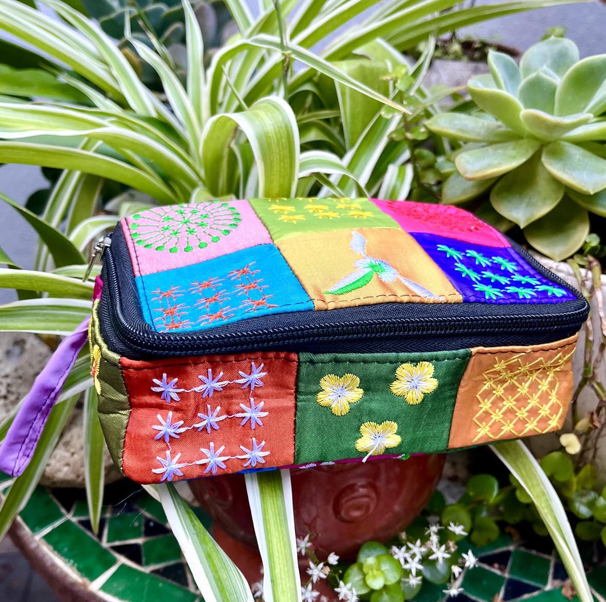 Boho Silk Patch Cosmetic Bag