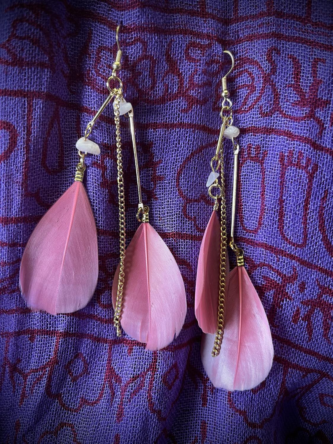 Double Feather Chain Earings