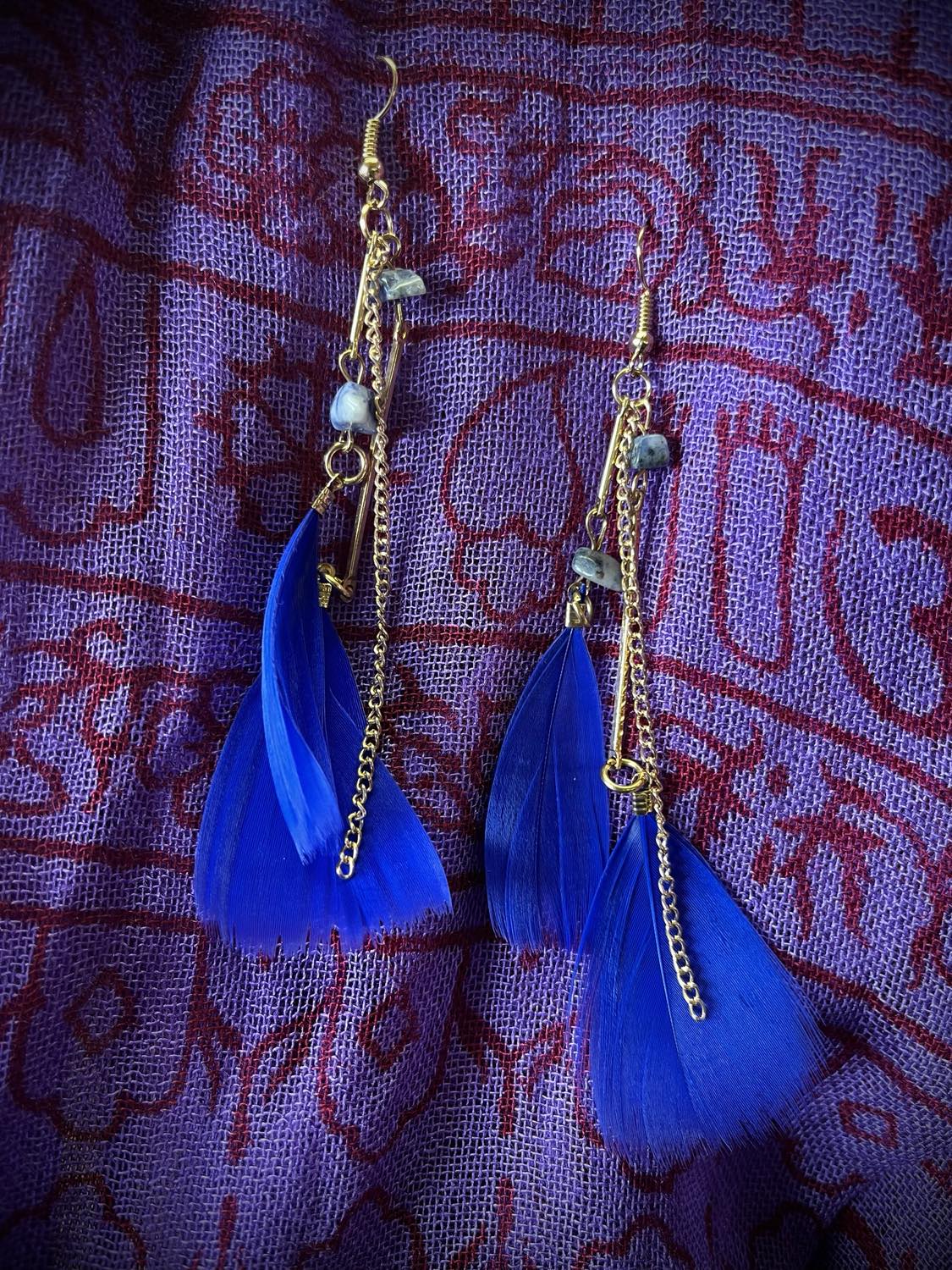 Double Feather Chain Earings