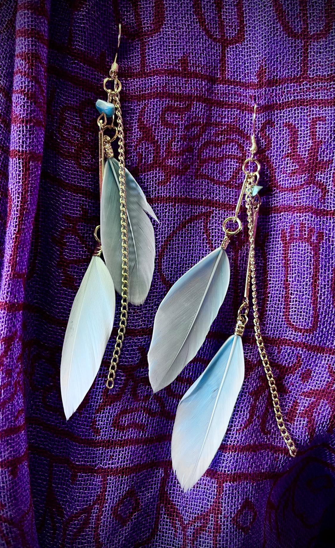 Double Feather Chain Earings