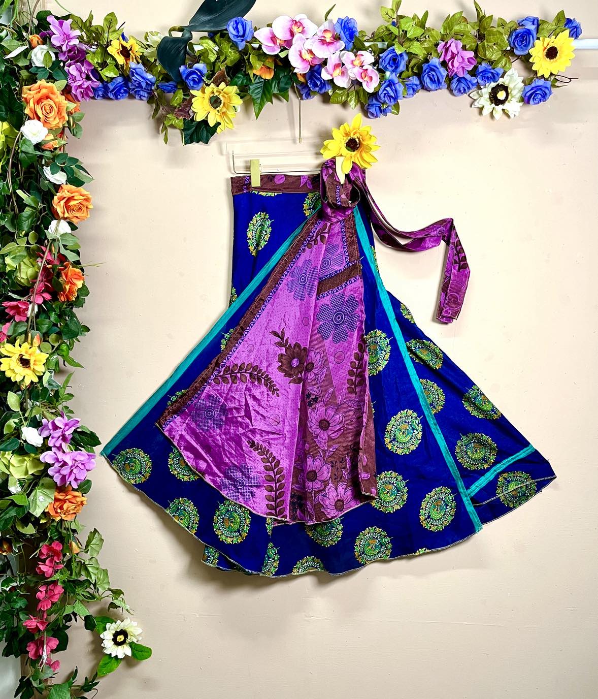 Upcycled Reversible Silk Wrap Skirt