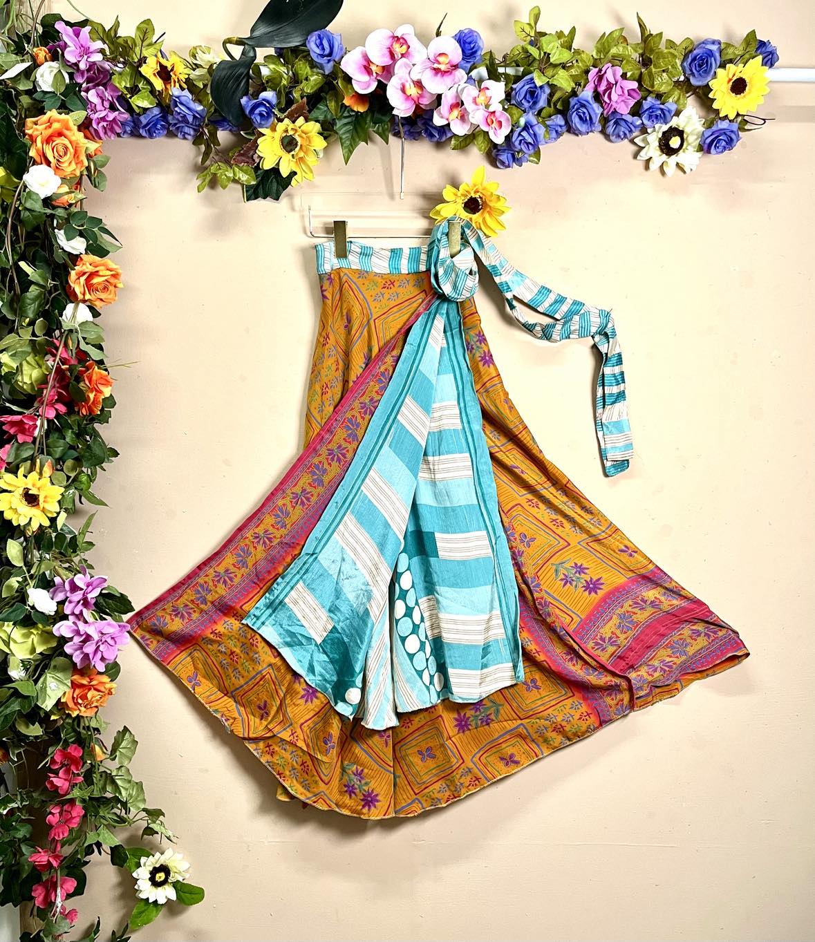 Upcycled Reversible Silk Wrap Skirt