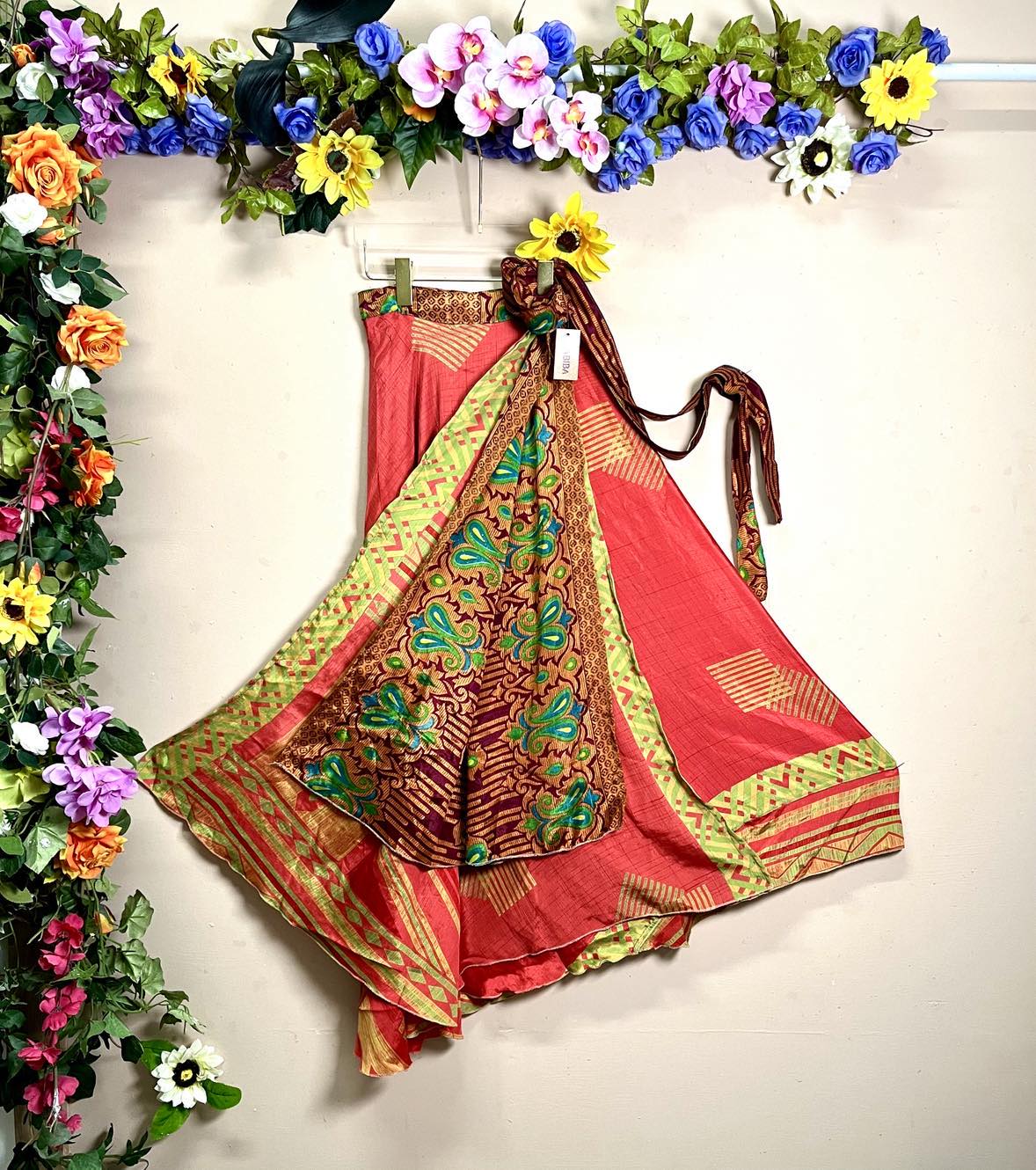 Upcycled Reversible Silk Wrap Skirt