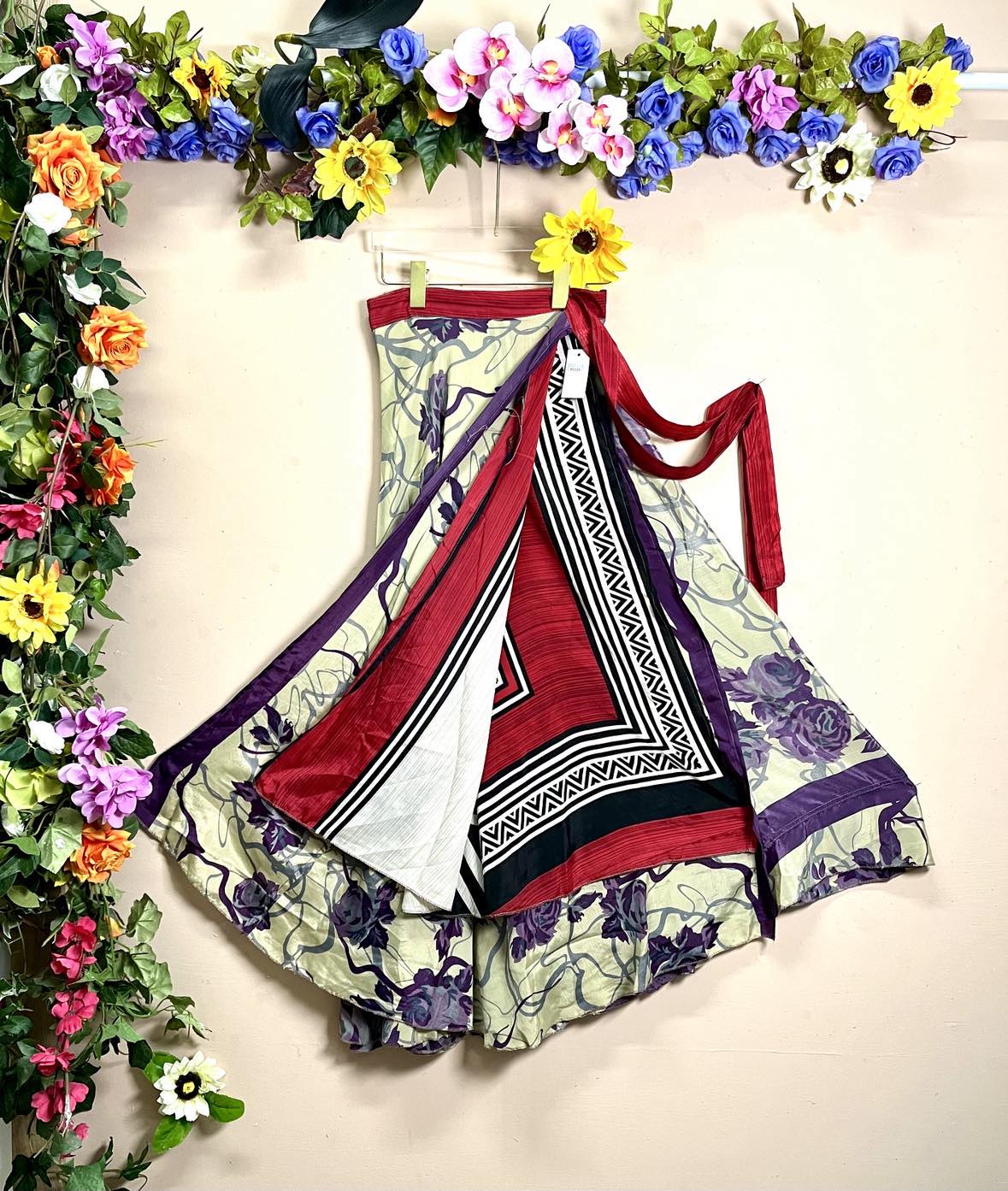 Upcycled Reversible Silk Wrap Skirt