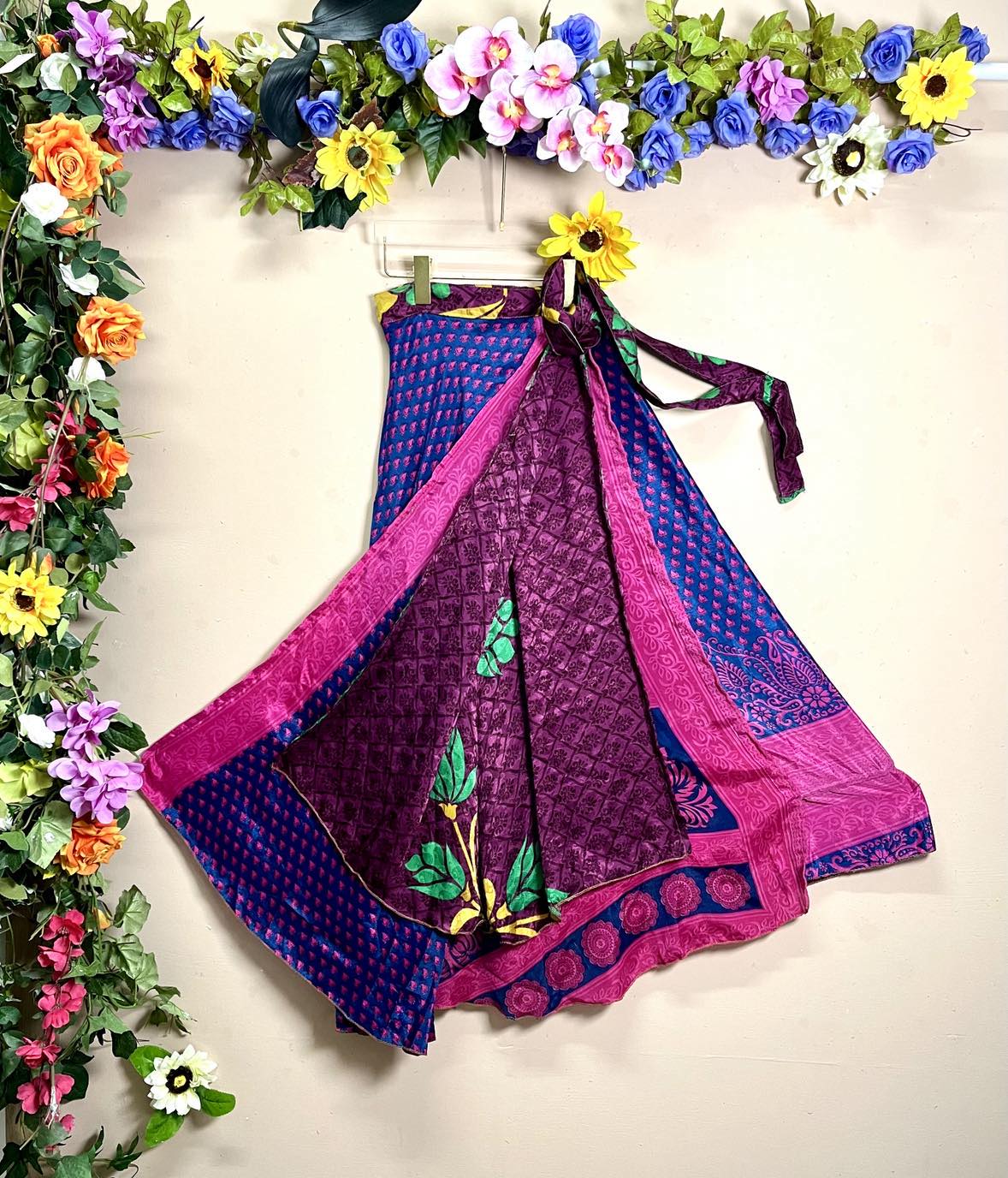 Upcycled Reversible Silk Wrap Skirt