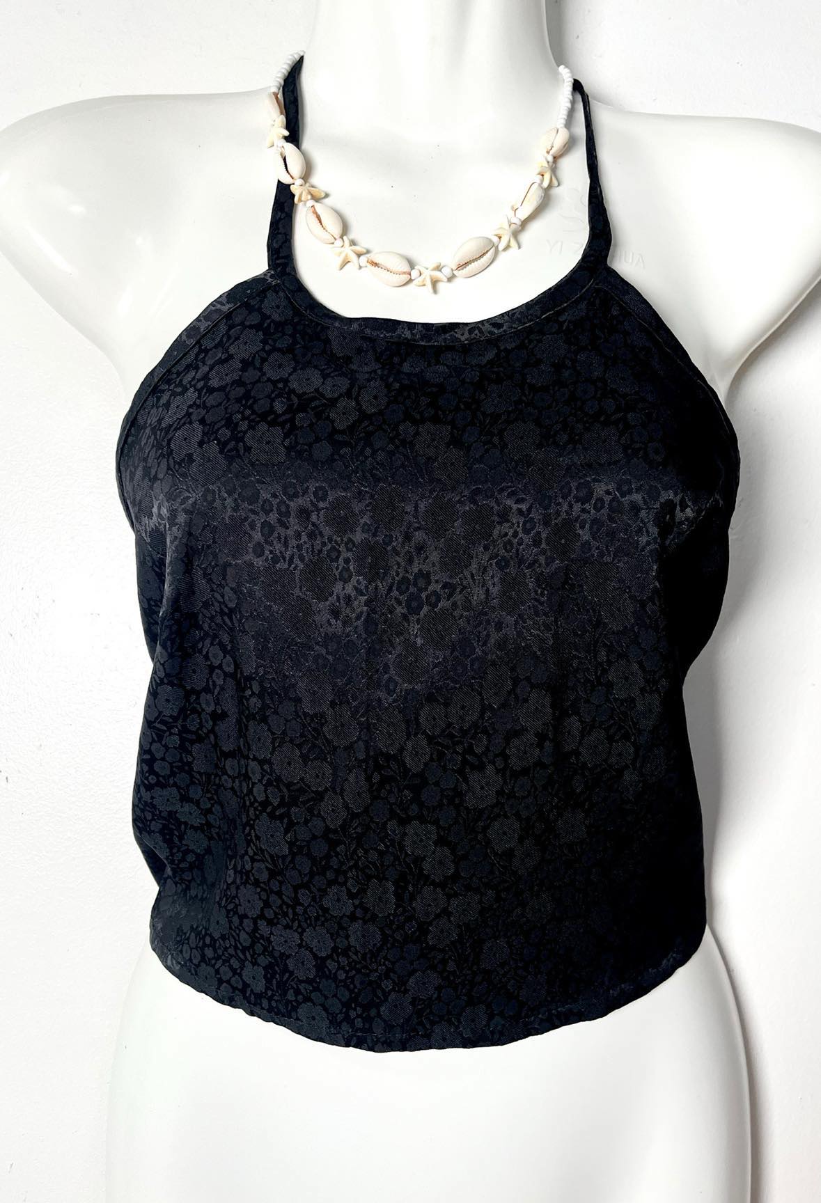 Vietnamese Silk Halter Crop Top