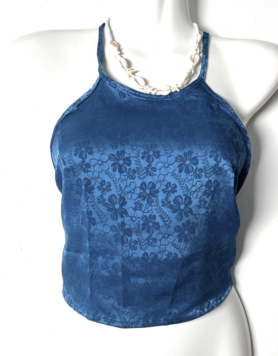 Vietnamese Silk Halter Crop Top