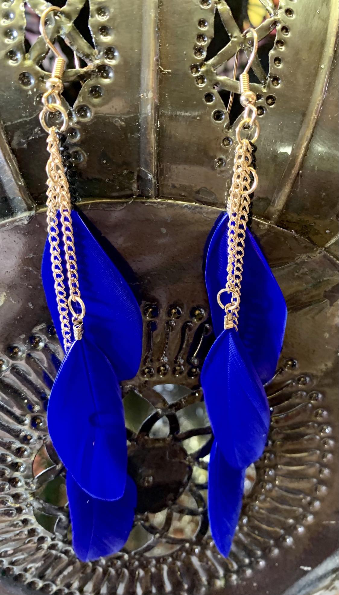 Triple Feather Drop Earings
