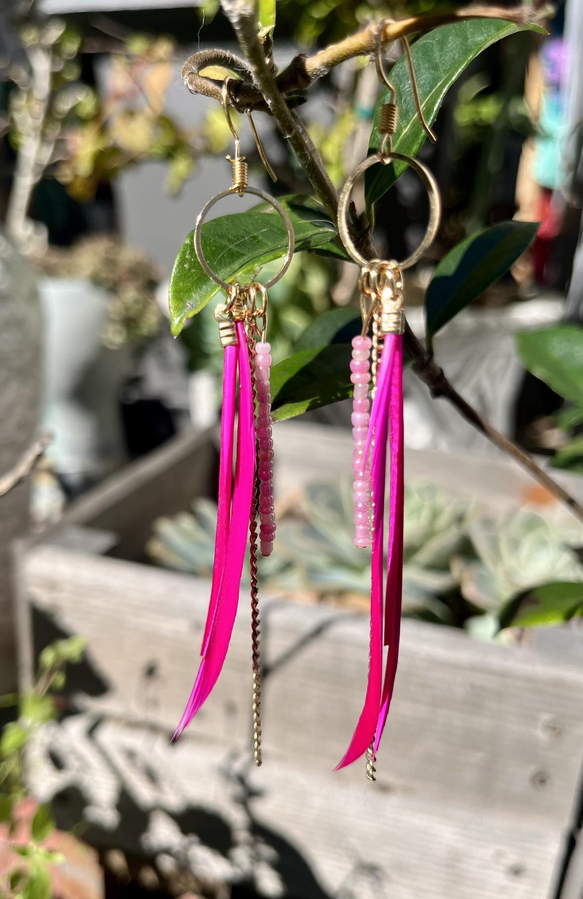 Feather Tail Hoop Earings