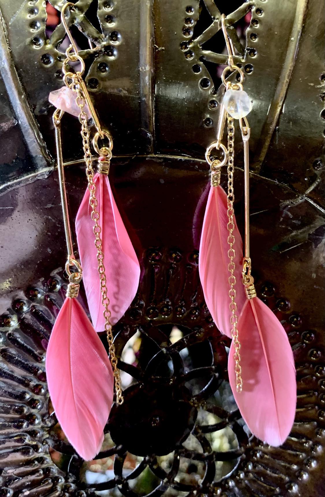 Double Feather Chain Earings