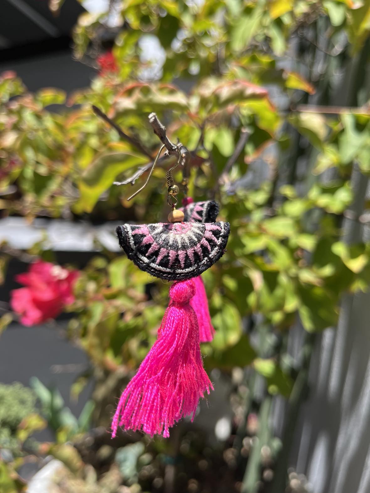 Pom Pom Embroidered Earings