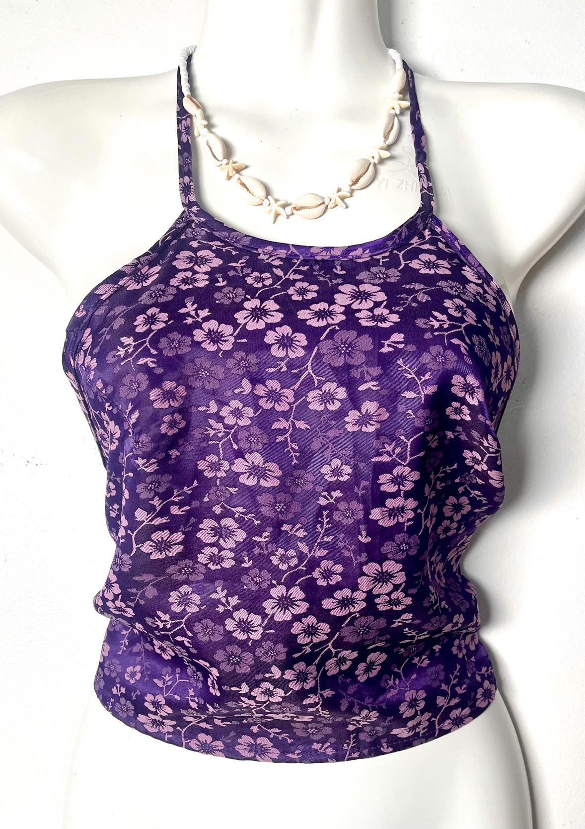 Vietnamese Silk Halter Crop Top