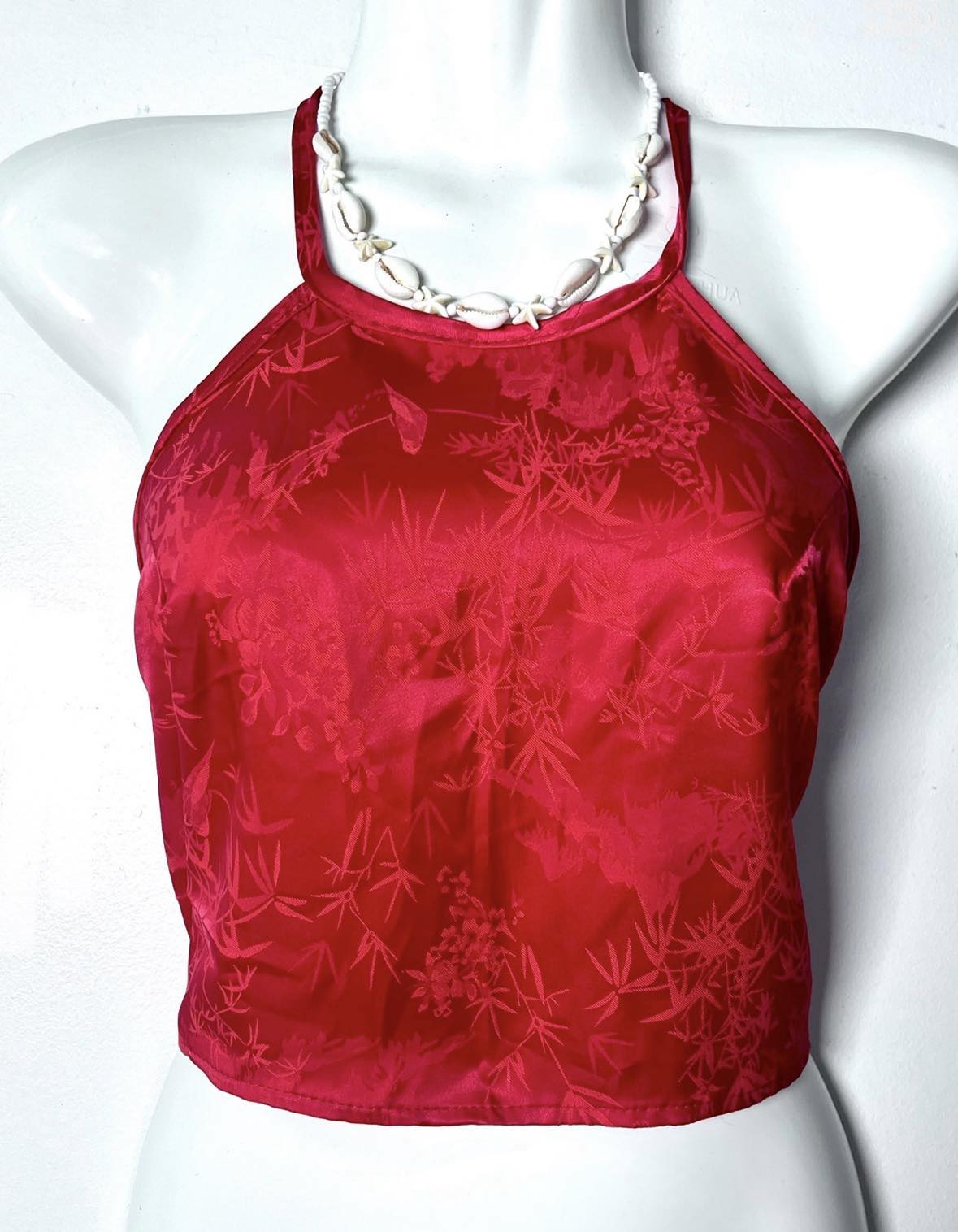 Vietnamese Silk Halter Crop Top