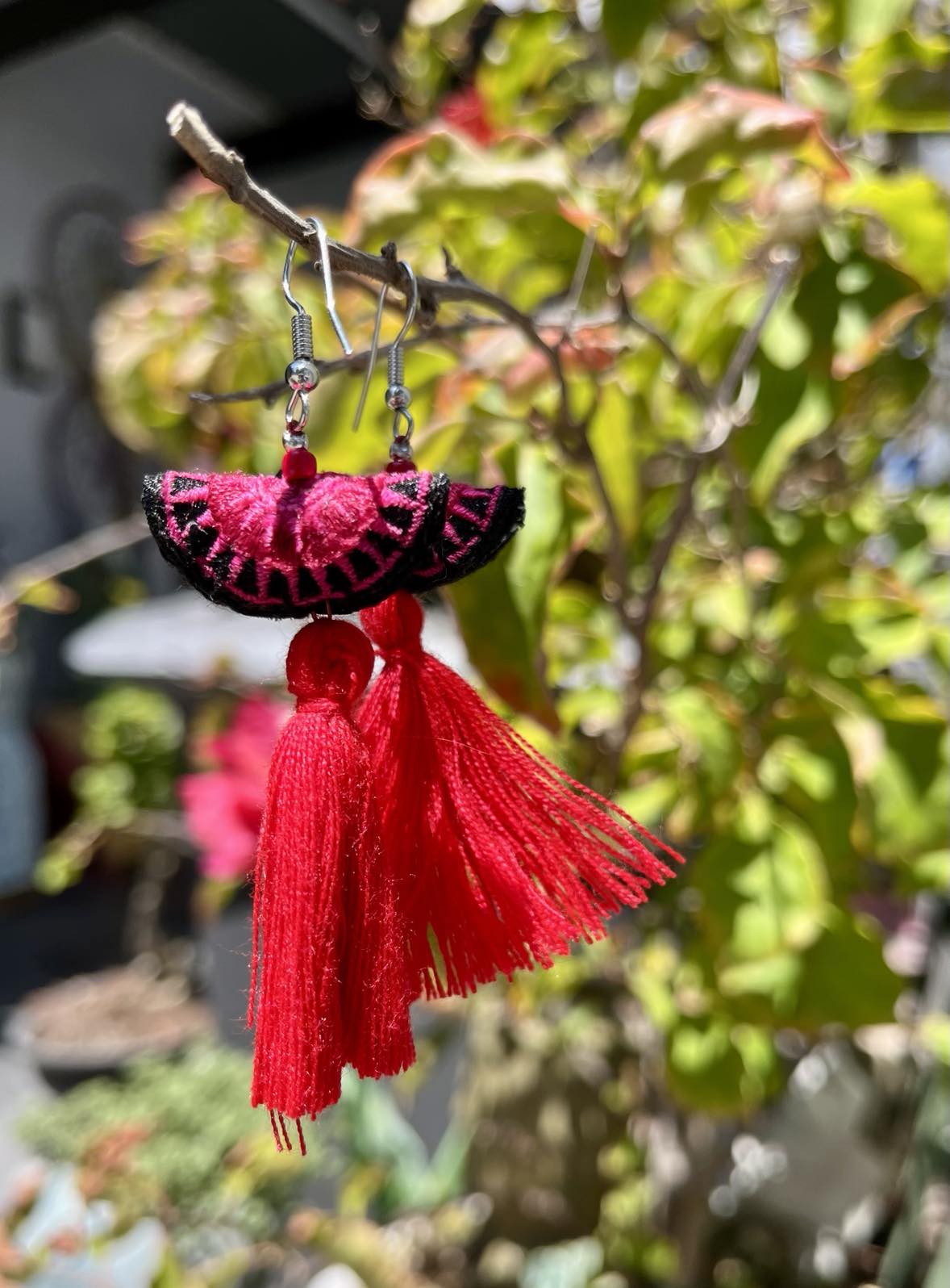 Pom Pom Embroidered Earings