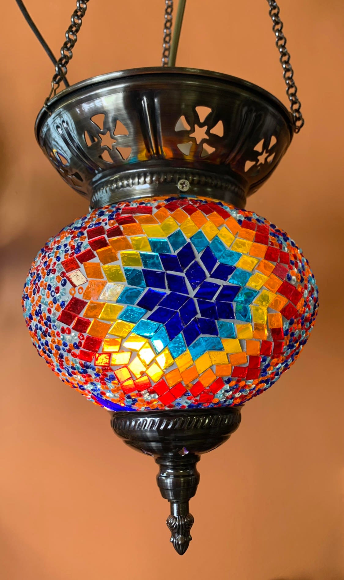 Turkish Mosaic Hanging Lantern - Large