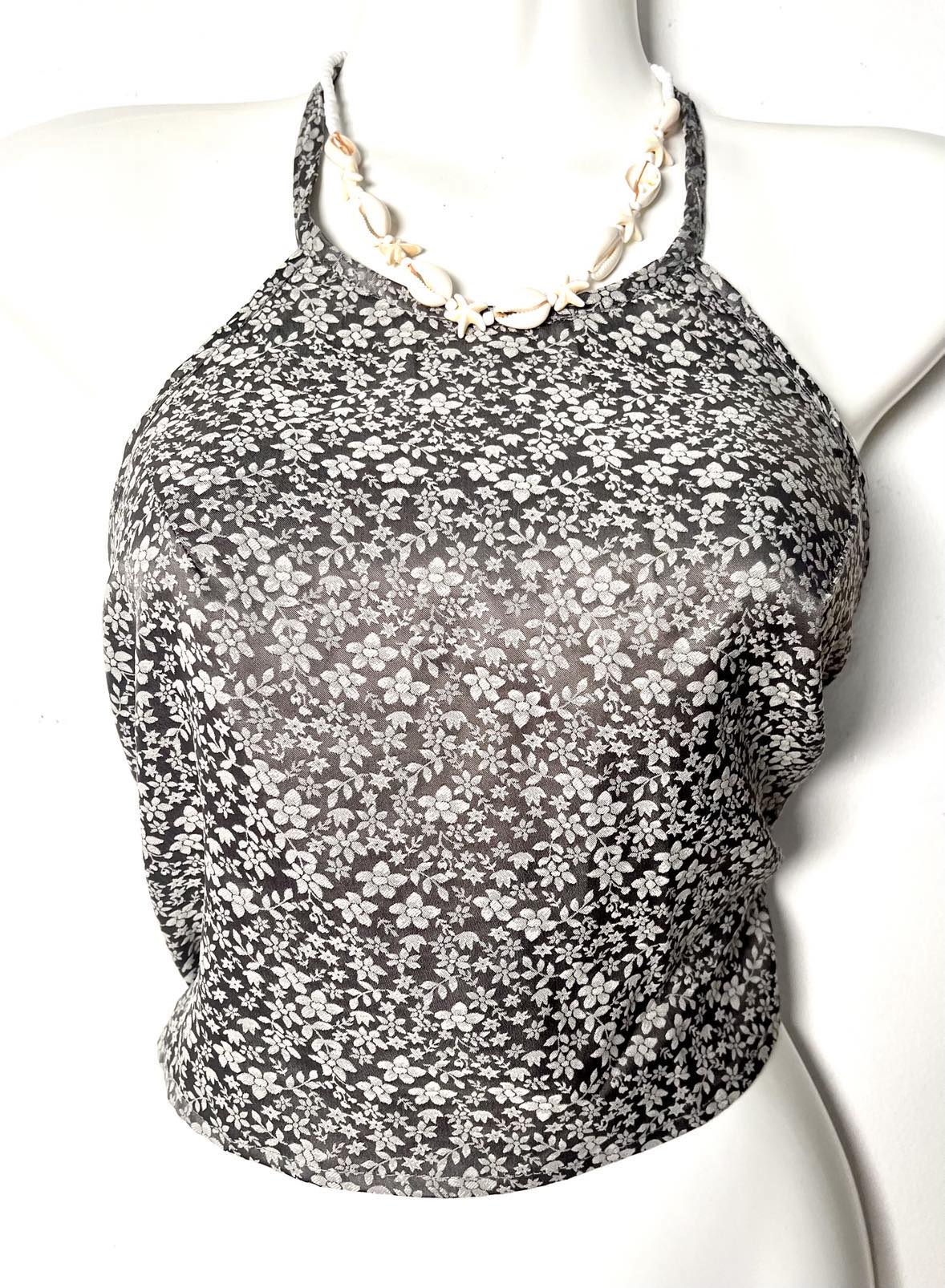 Vietnamese Silk Halter Crop Top