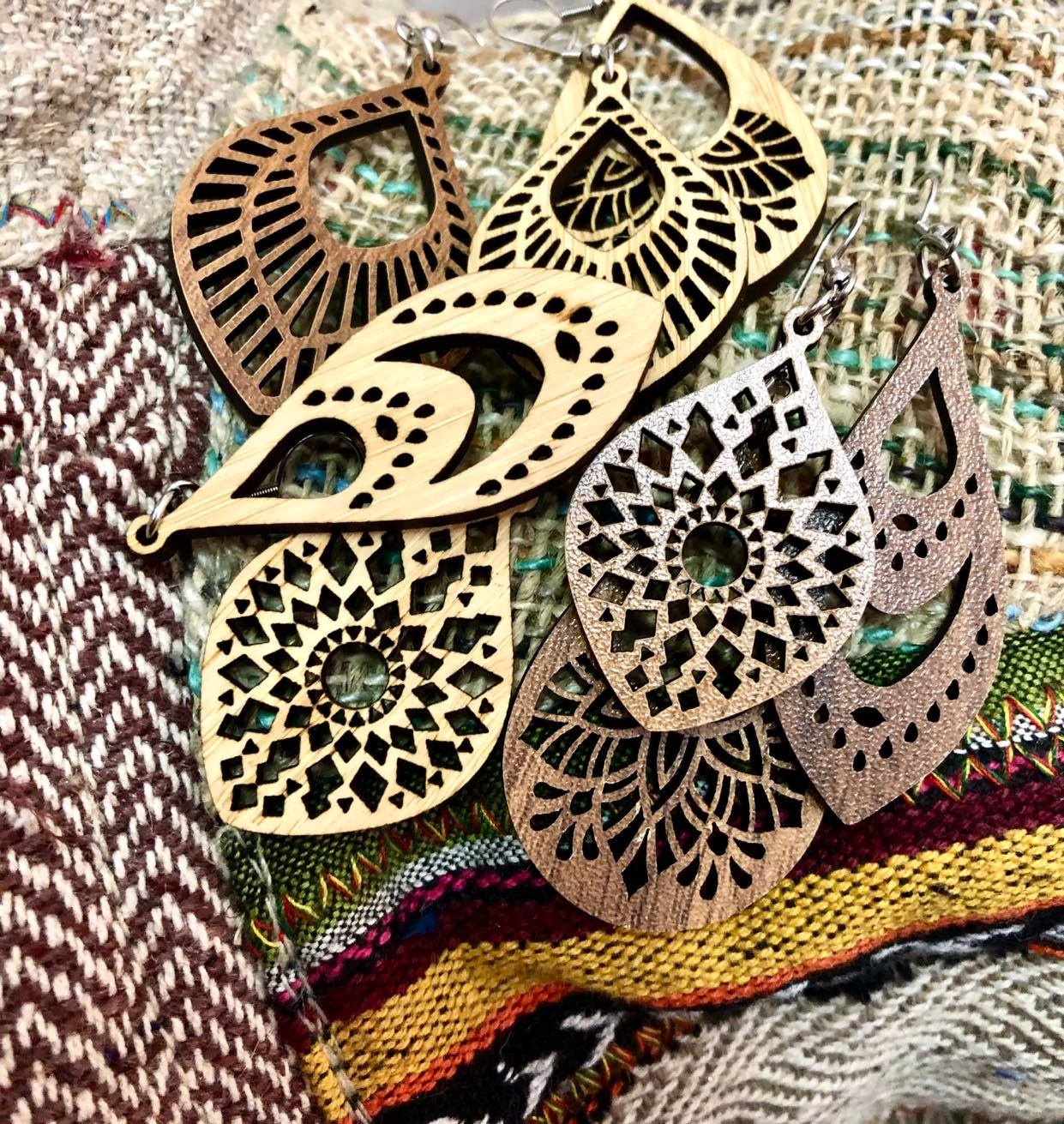 Walnut Earings Raindrop