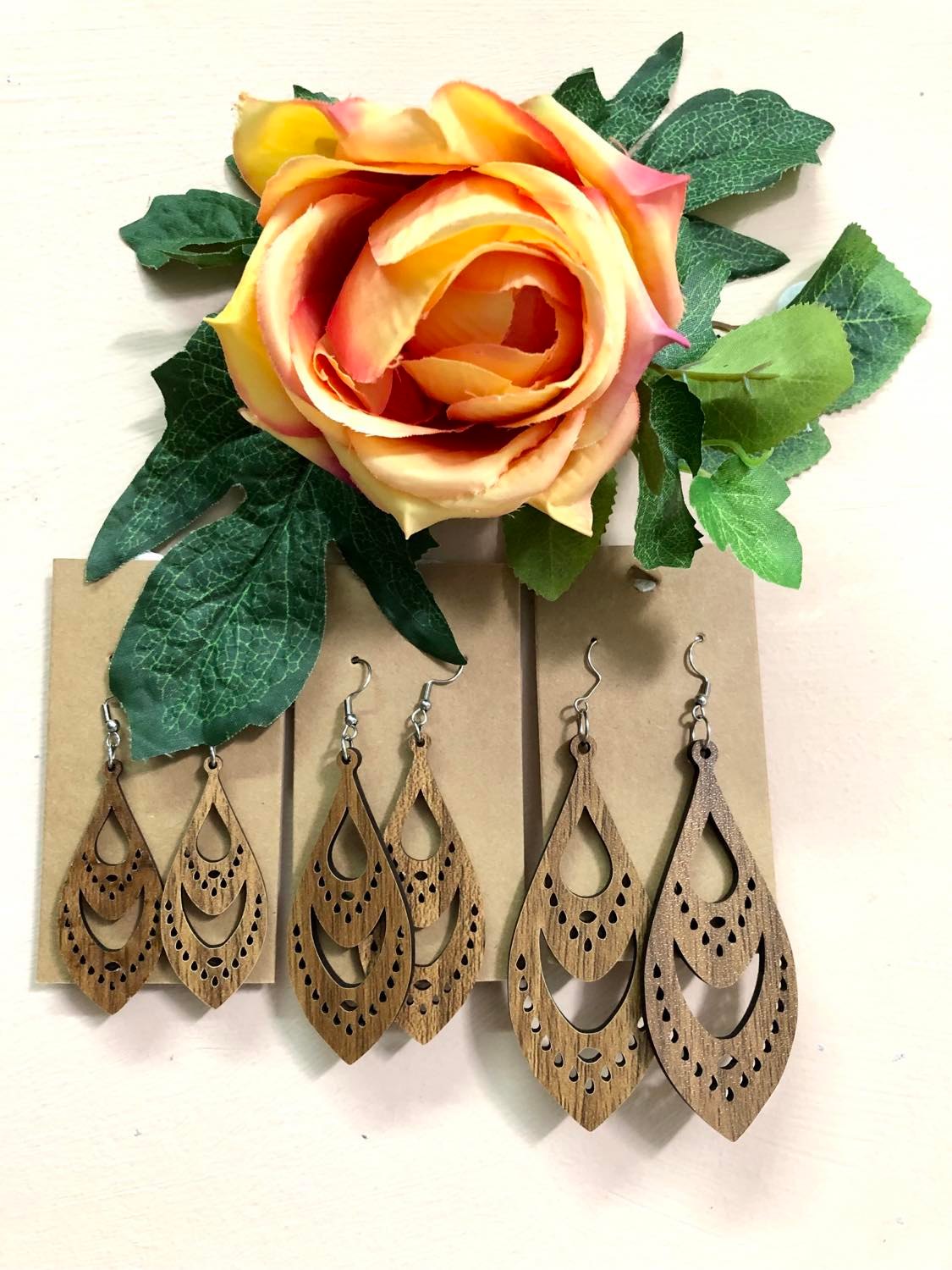 Walnut Earings Raindrop