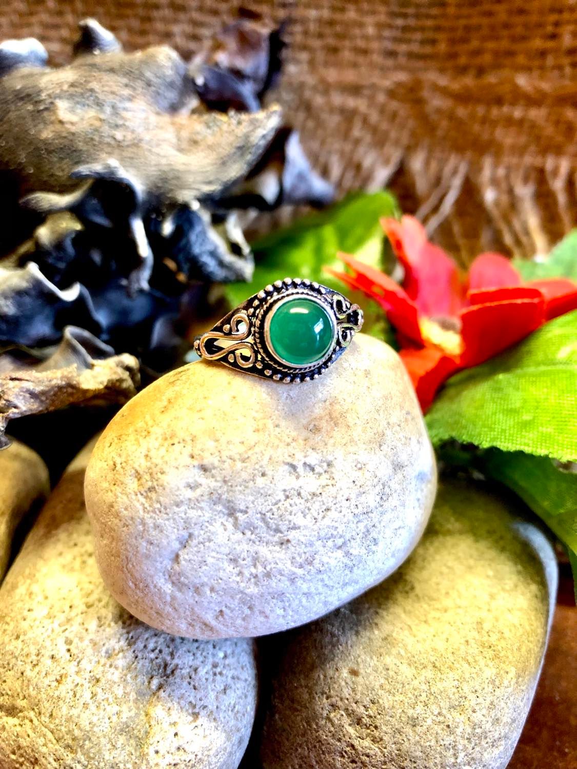 Swirly Round Gypsy Ring Silver