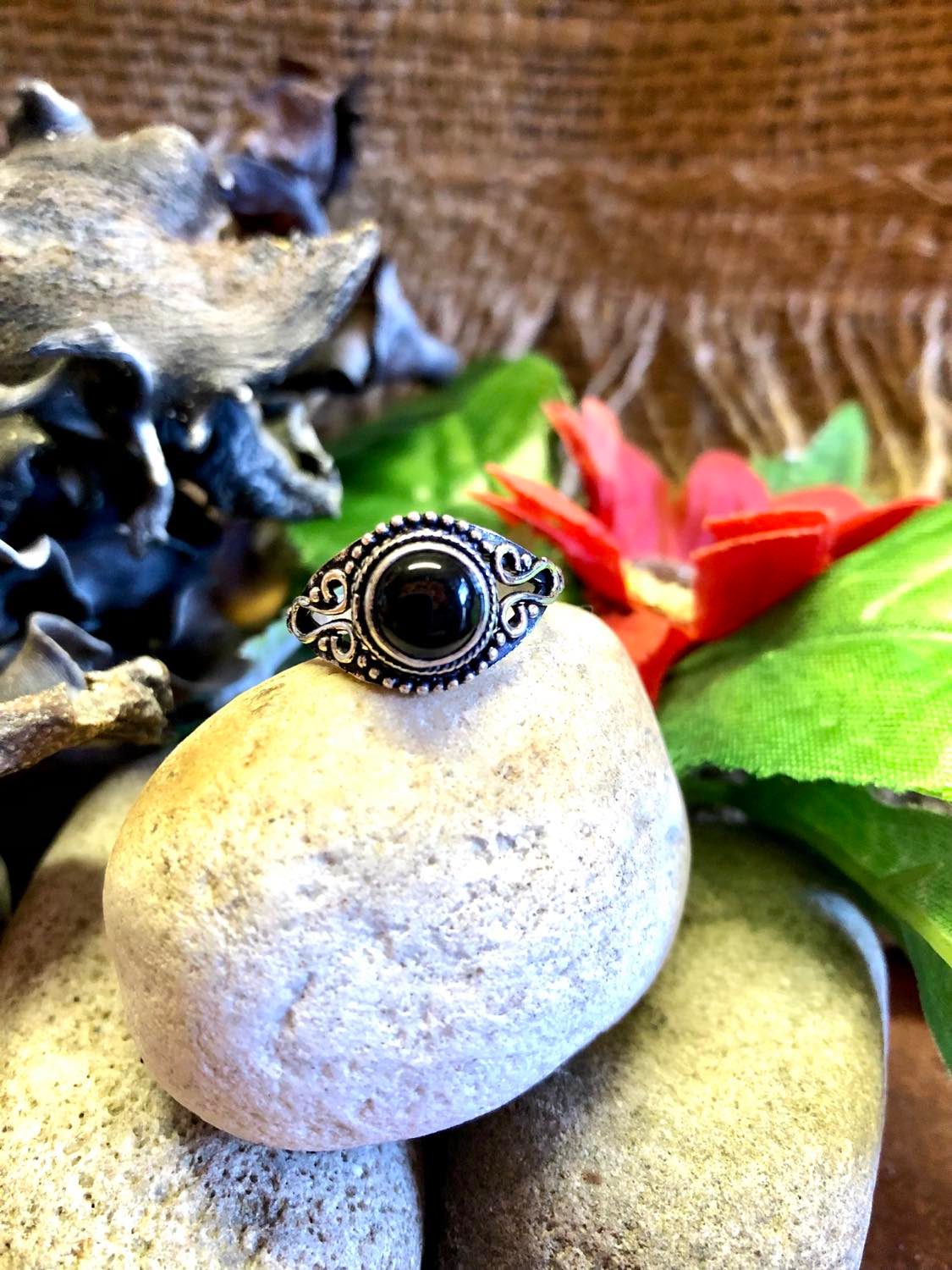 Swirly Round Gypsy Ring Silver