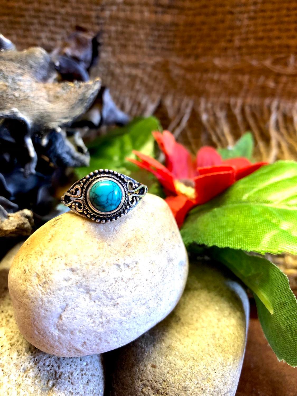 Swirly Round Gypsy Ring Silver