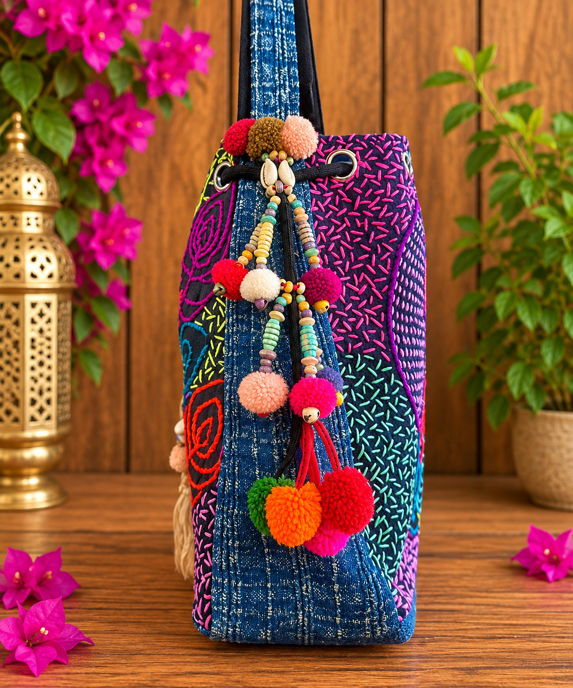 Bohemian Embroidered Bucket Bag
