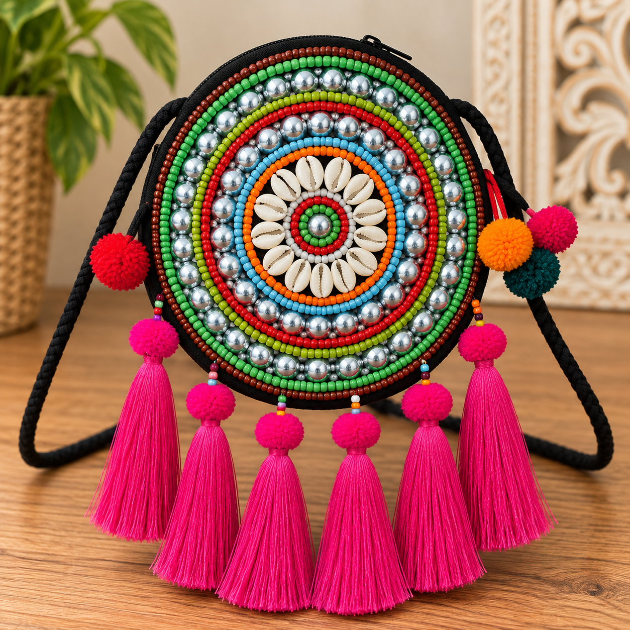 Hmong Boho Mandala Tassel Bags