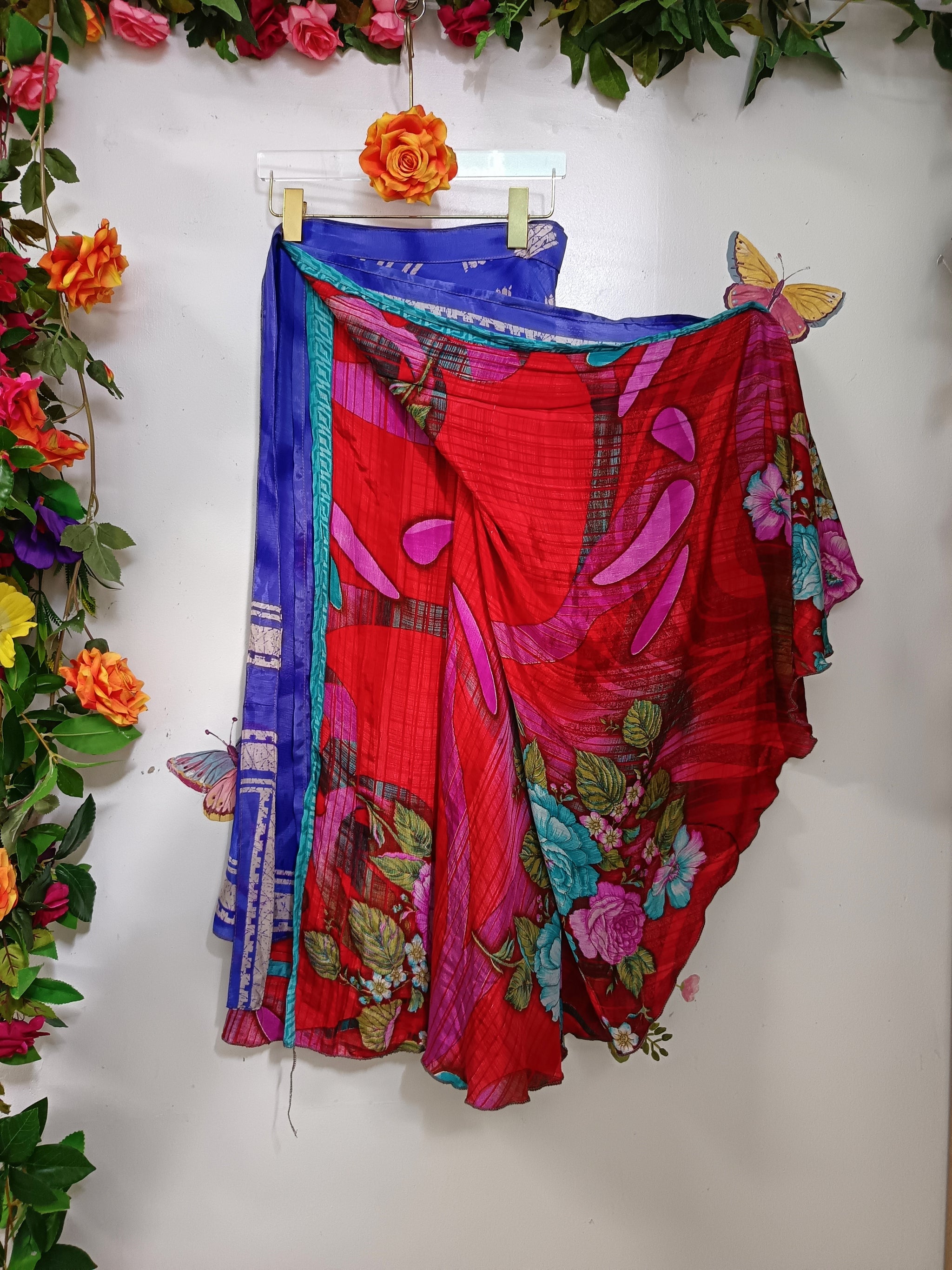 Upcycled Silk Reversible Wrap Skirt