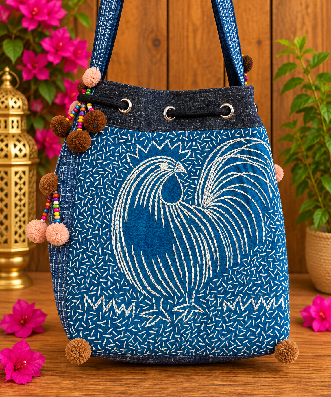 Bohemian Embroidered Bucket Bag