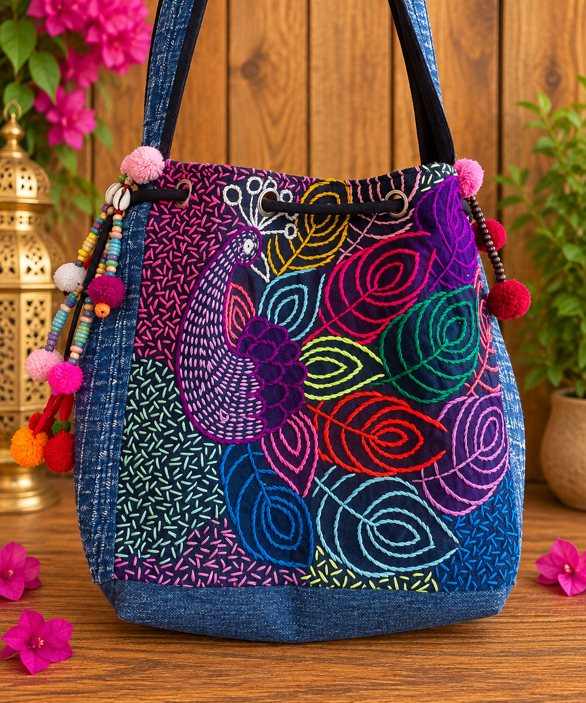 Bohemian Embroidered Bucket Bag
