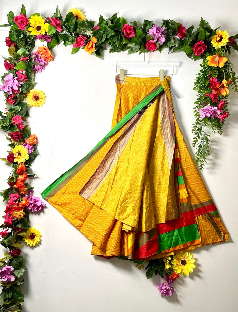 Upcycled Silk Reversible Wrap Skirt