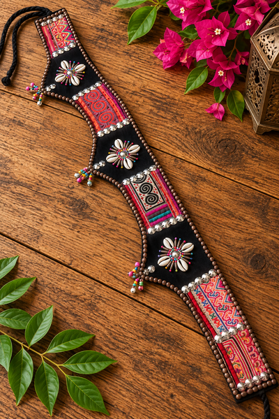 Hmong Patchwork Cowrie Festival Belt