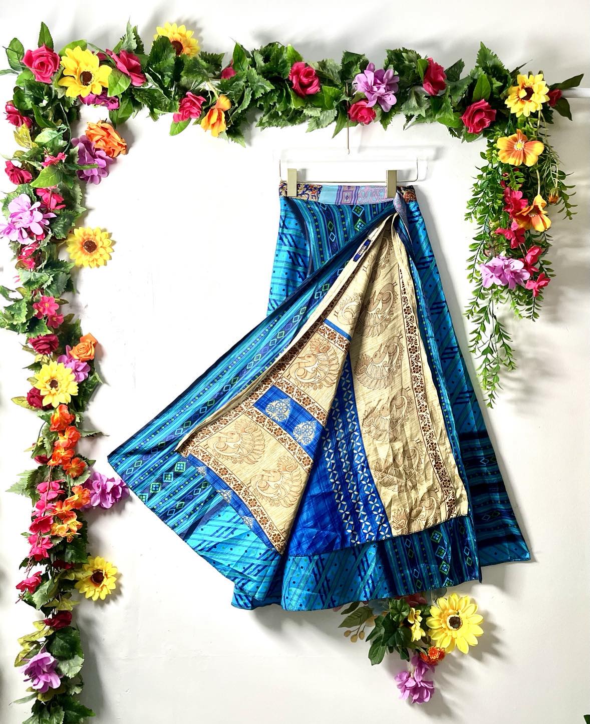 Upcycled Reversible Silk Wrap Skirt