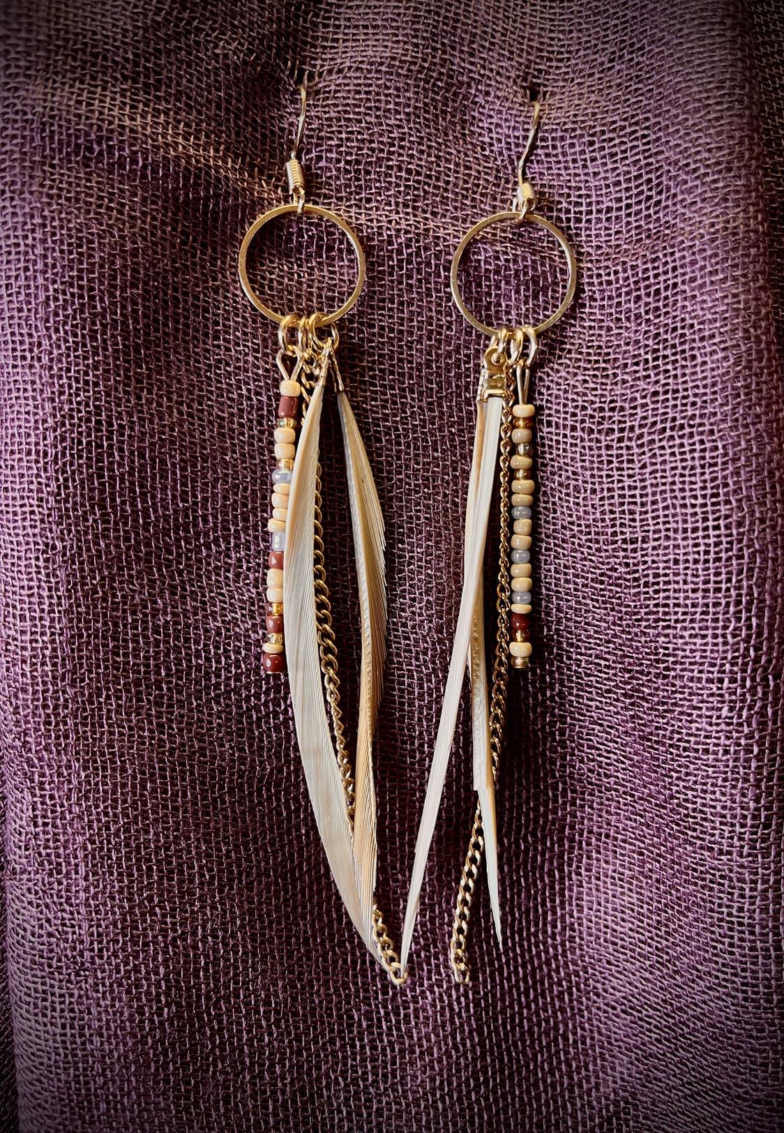 Feather Tail Hoop Earings