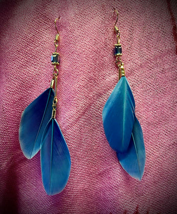 Double Feather Beaded Earings