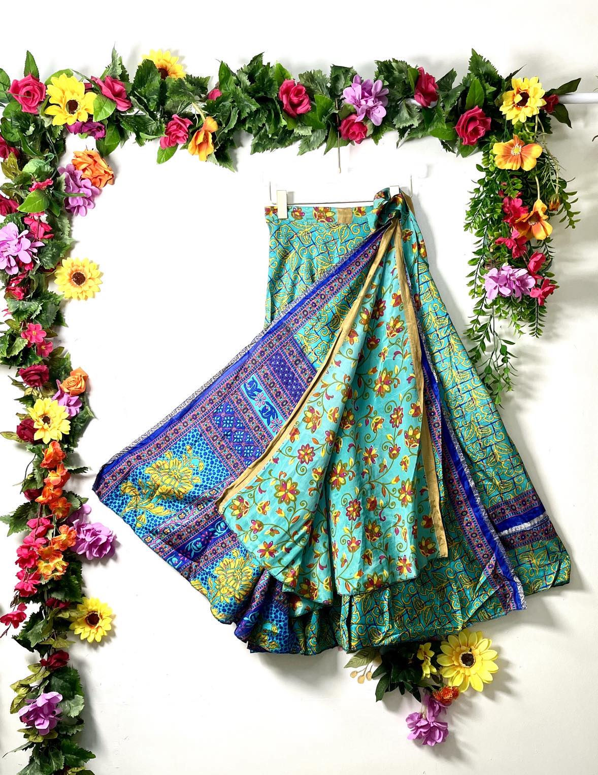 Upcycled Reversible Silk Wrap Skirt