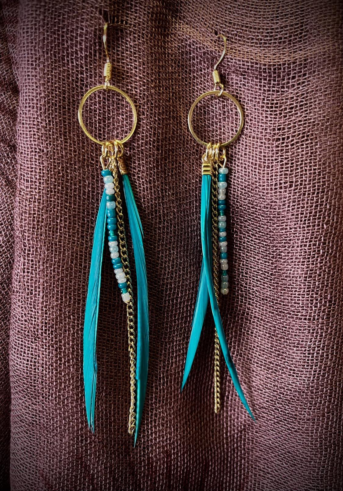 Feather Tail Hoop Earings