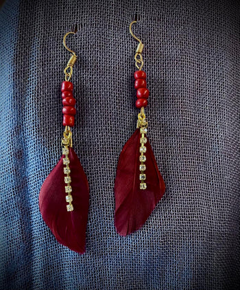 Feather Diamante Earings