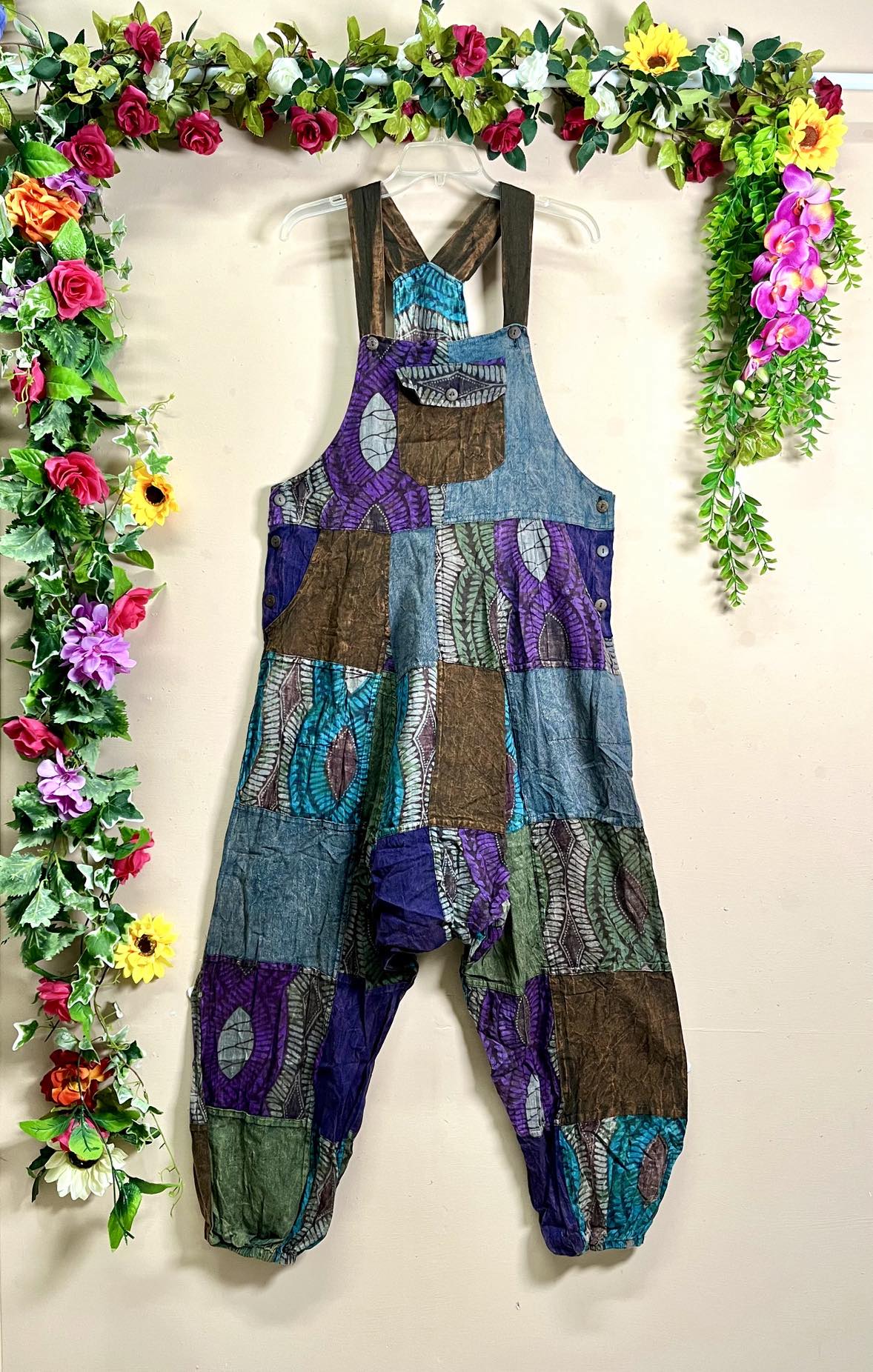 Boho Floral Patchwork Dungarees