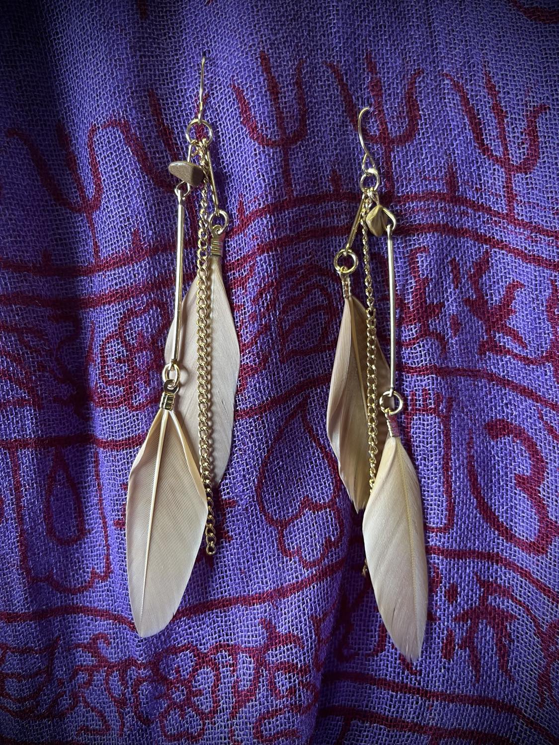 Double Feather Chain Earings