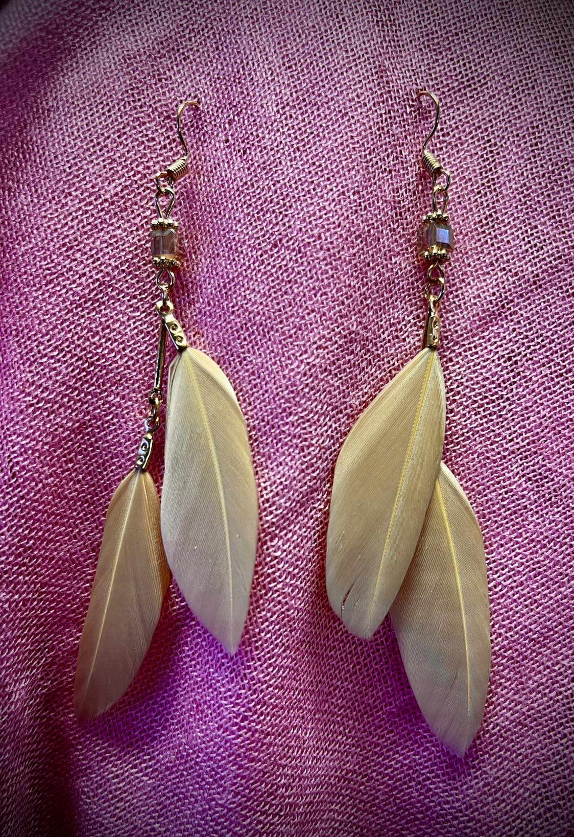 Double Feather Beaded Earings