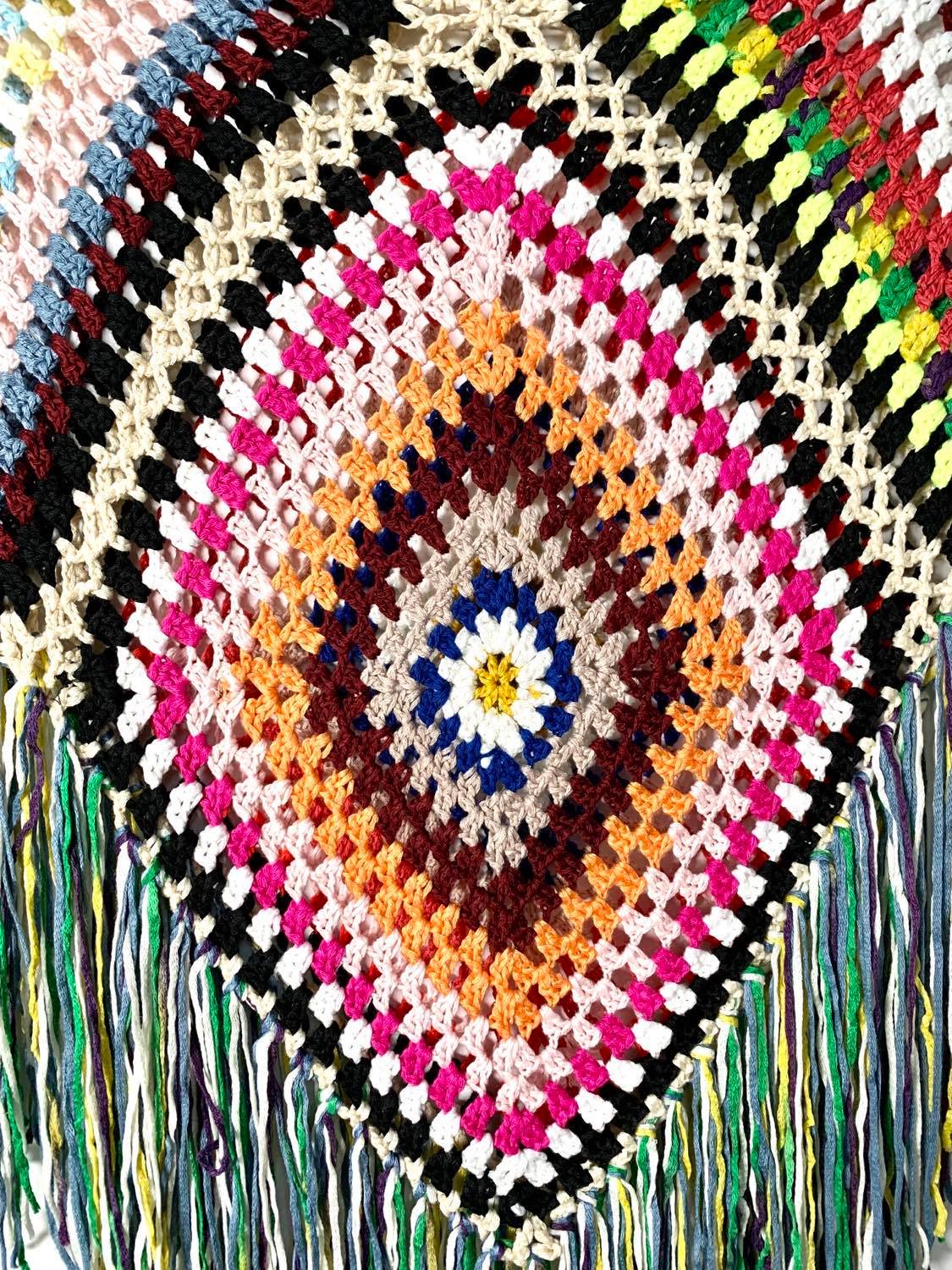 Boho Crochet Tassled  Poncho