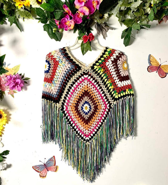 Granny Square Crochet Poncho